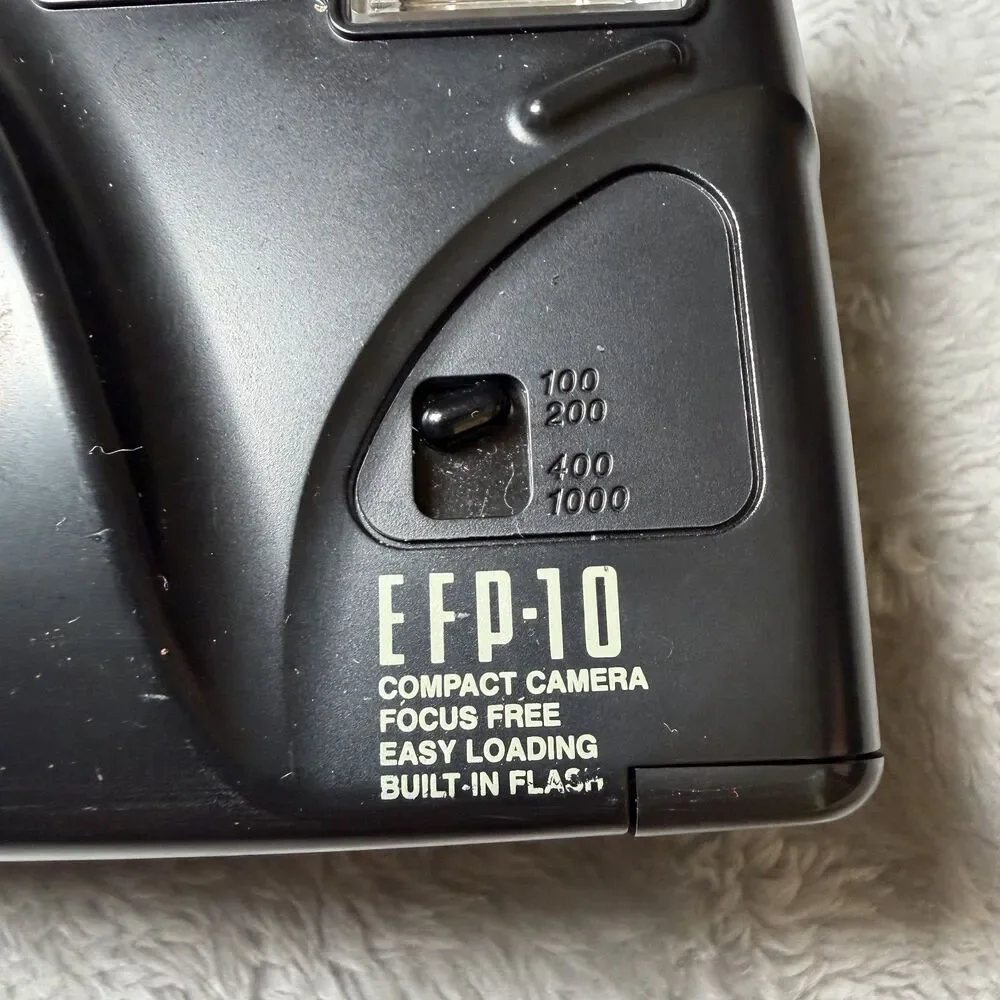 Vintage Konica EFP-10 35mm Point & Shoot Film Camera Flash Case Manual Black